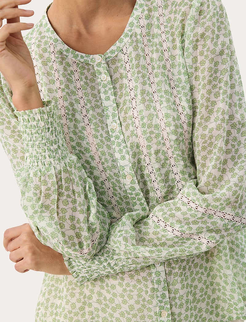 Part Two - NesmaPW SH - langärmlige blusen - green mini grid flower - 5