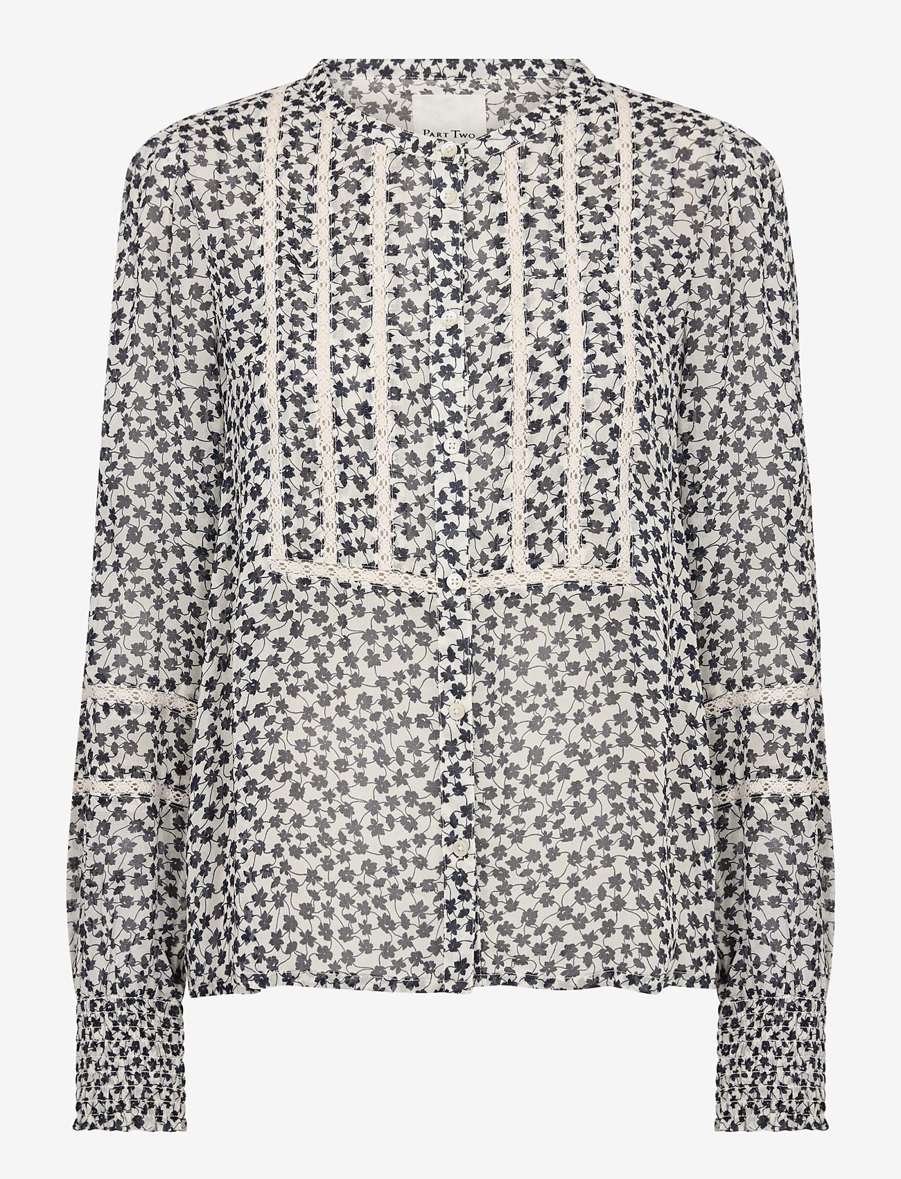 Part Two - NesmaPW SH - langärmlige blusen - navy mini grid flower - 0
