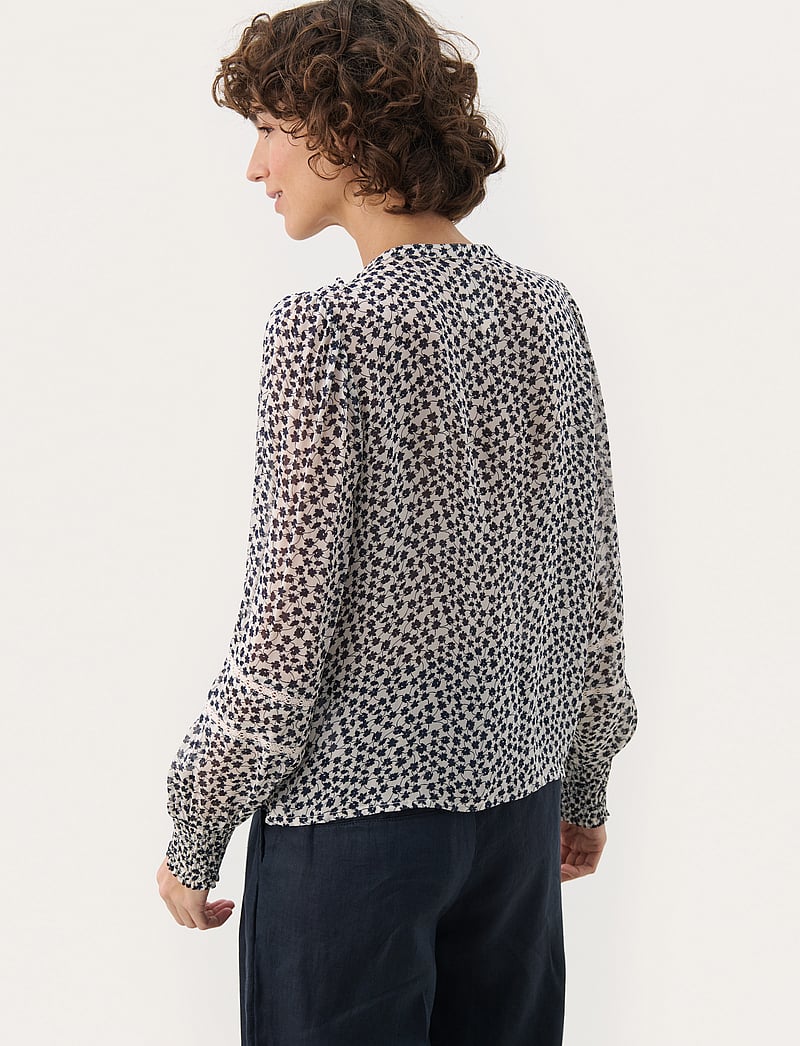 Part Two - NesmaPW SH - langärmlige blusen - navy mini grid flower - 4