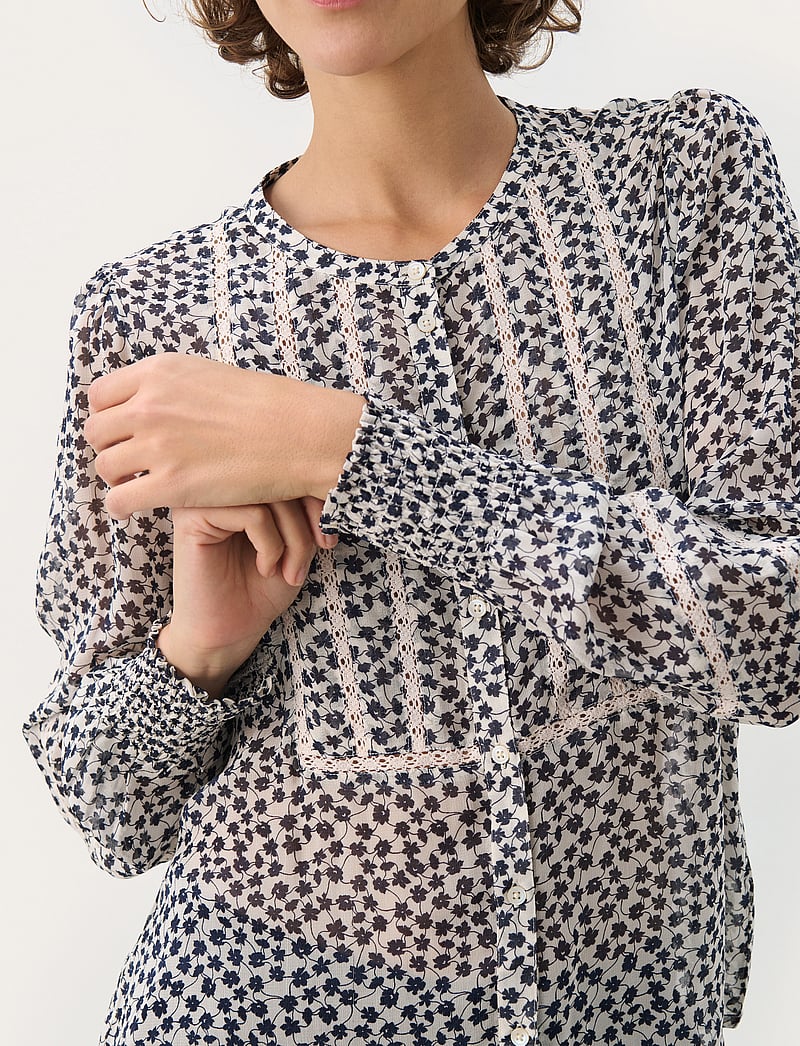 Part Two - NesmaPW SH - langärmlige blusen - navy mini grid flower - 5