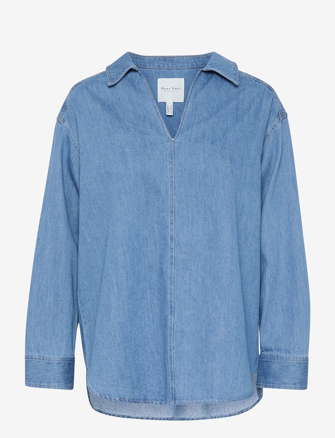 Part Two - NorlyPW SH - langärmlige blusen - medium blue denim - 0