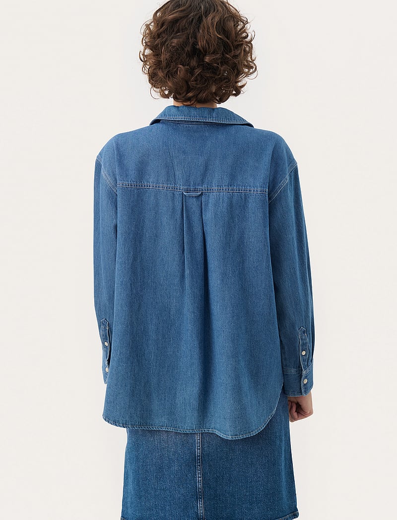 Part Two - NorlyPW SH - langærmede bluser - medium blue denim - 4