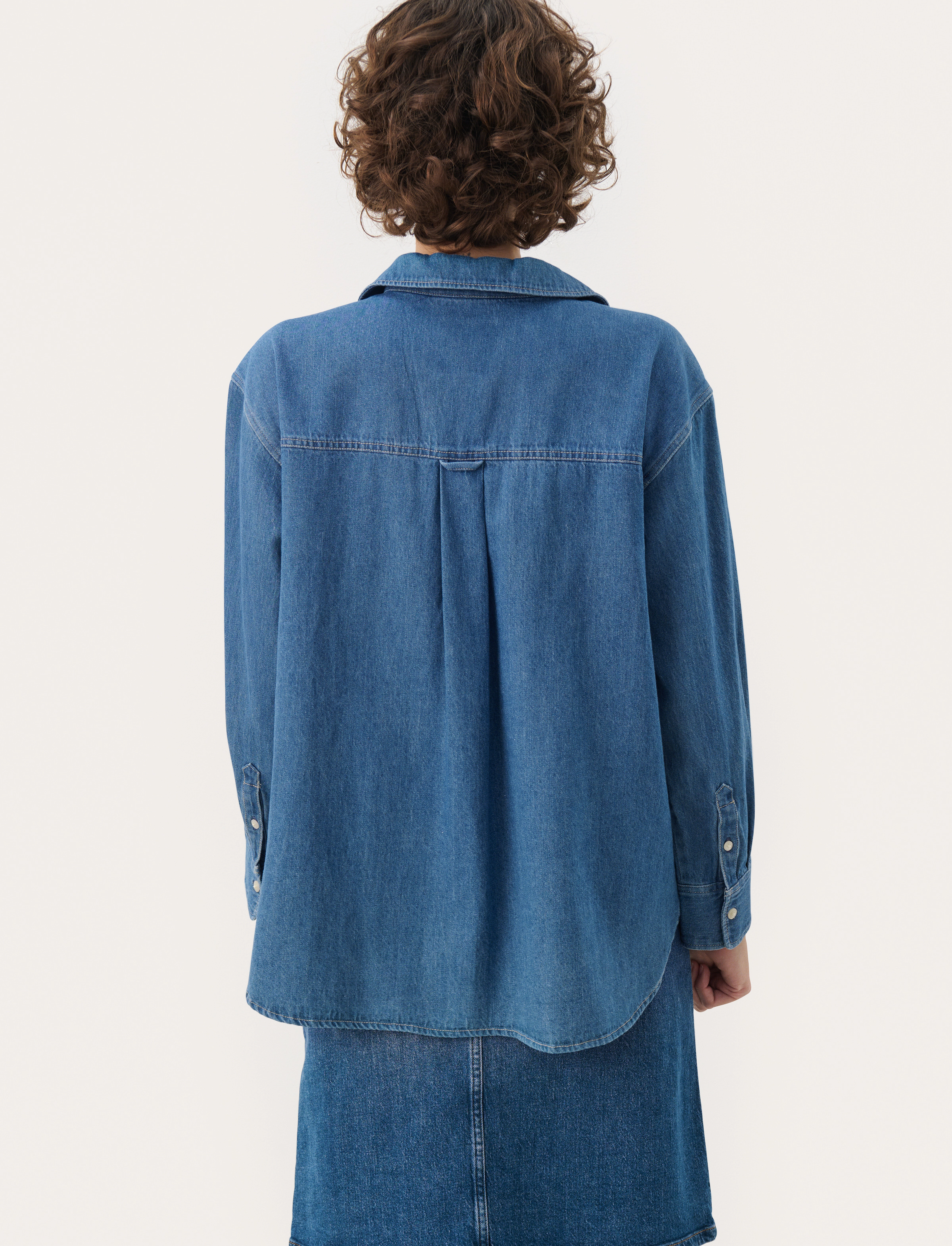 Part Two - NorlyPW SH - pikkade varrukatega pluusid - medium blue denim - 4