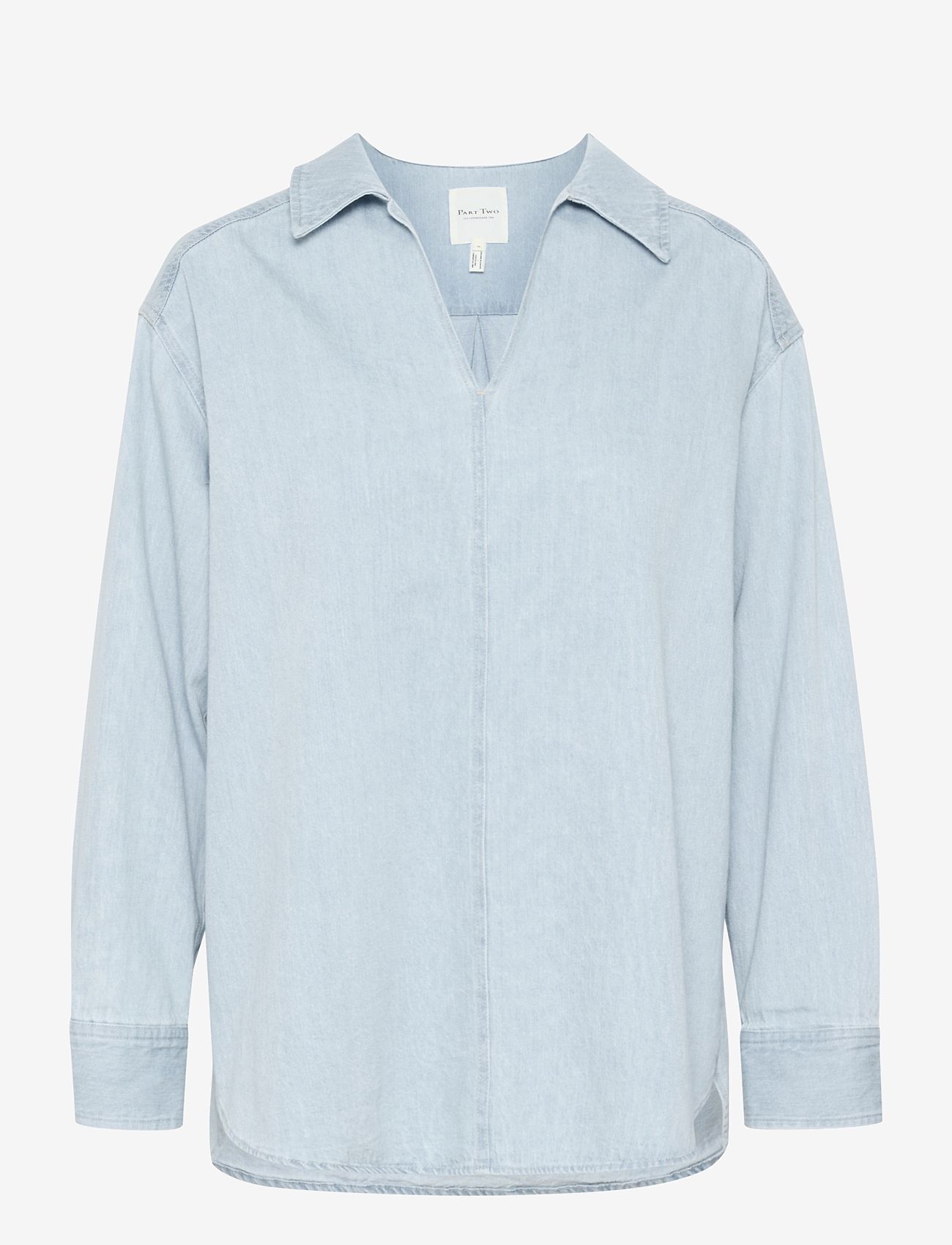 Part Two - NorlyPW SH - langärmlige blusen - whiteish blue denim - 0