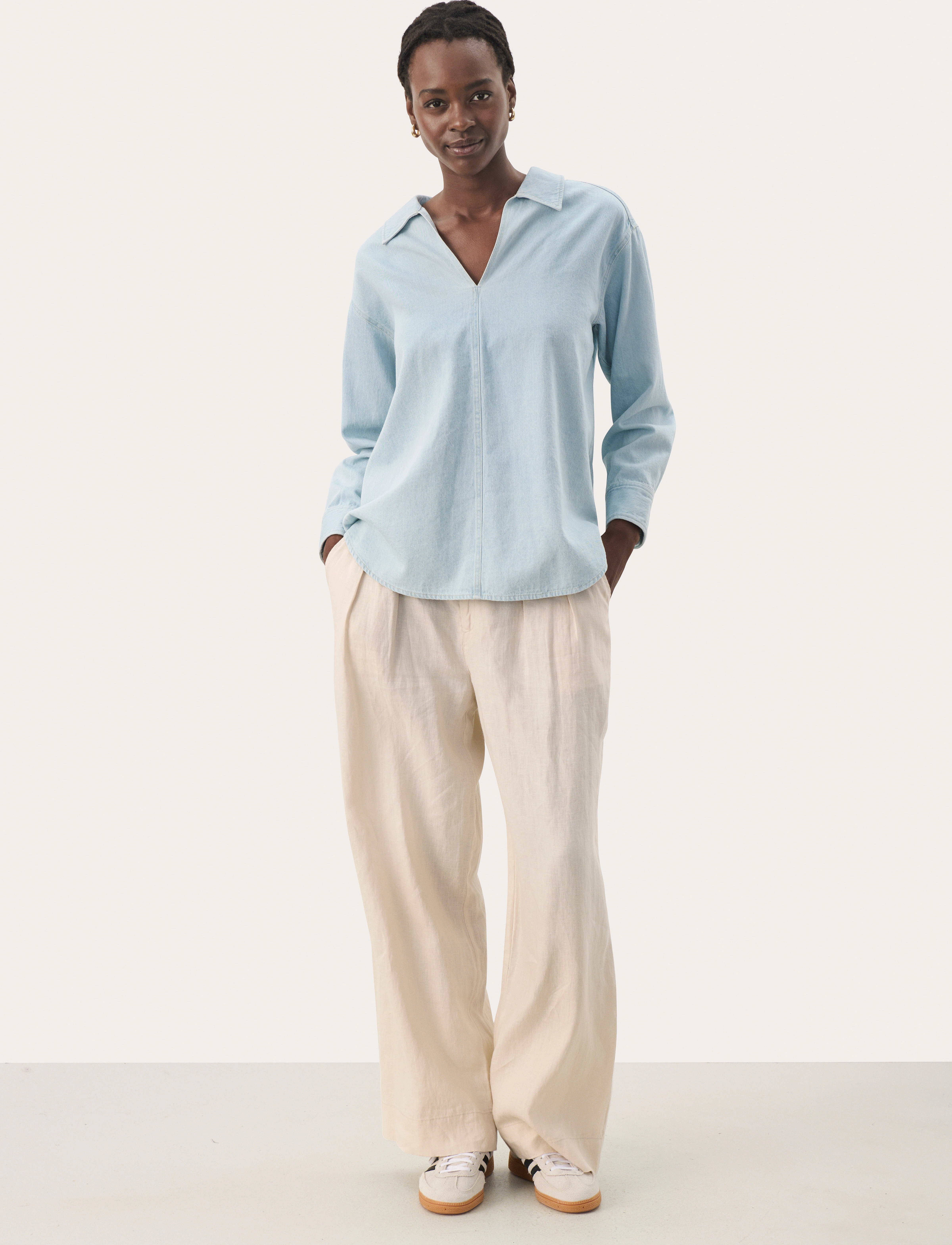 Part Two - NorlyPW SH - pitkähihaiset puserot - whiteish blue denim - 3