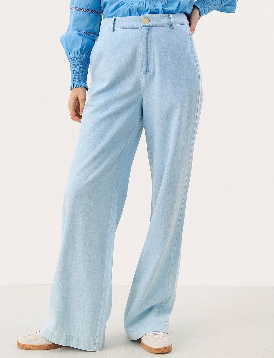 Part Two - CoraliePW PA - hosen mit weitem bein - whiteish blue denim - 0