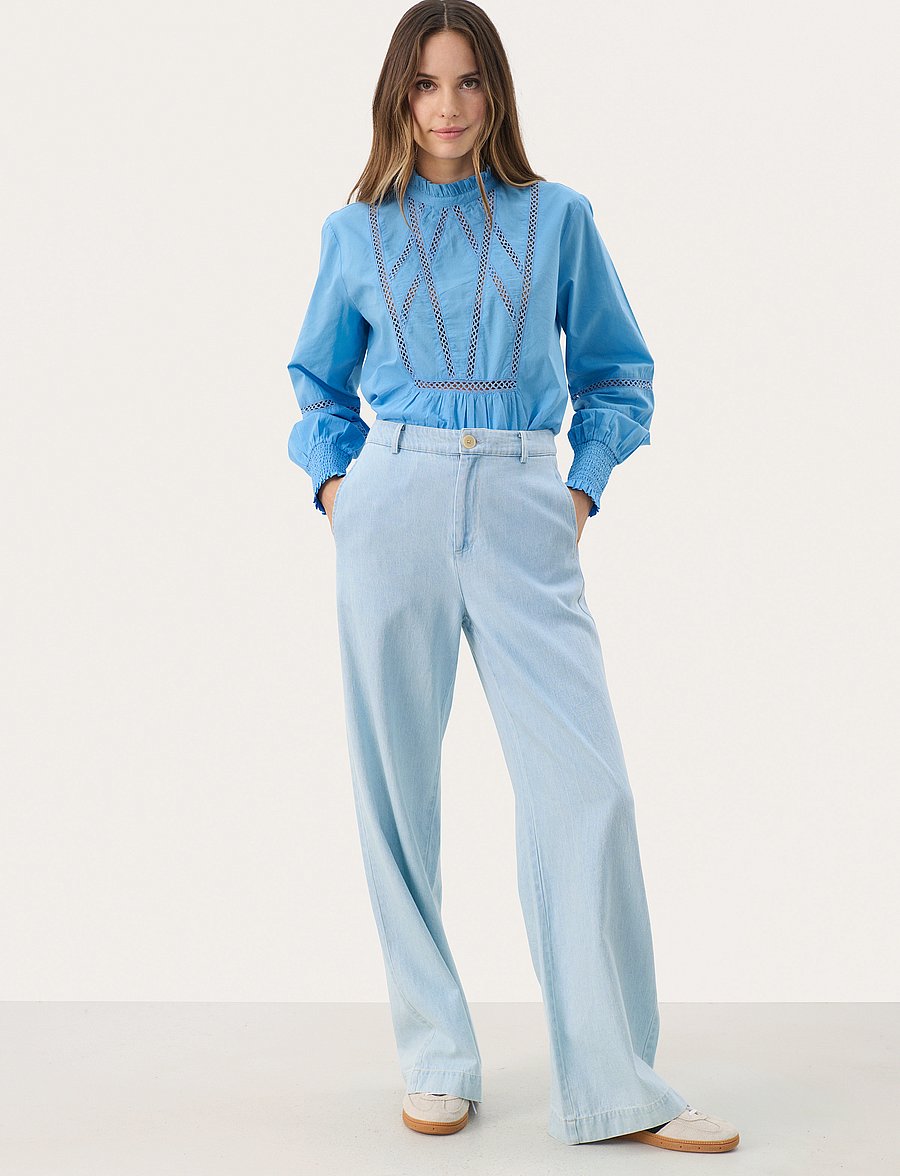 Part Two - CoraliePW PA - hosen mit weitem bein - whiteish blue denim - 3