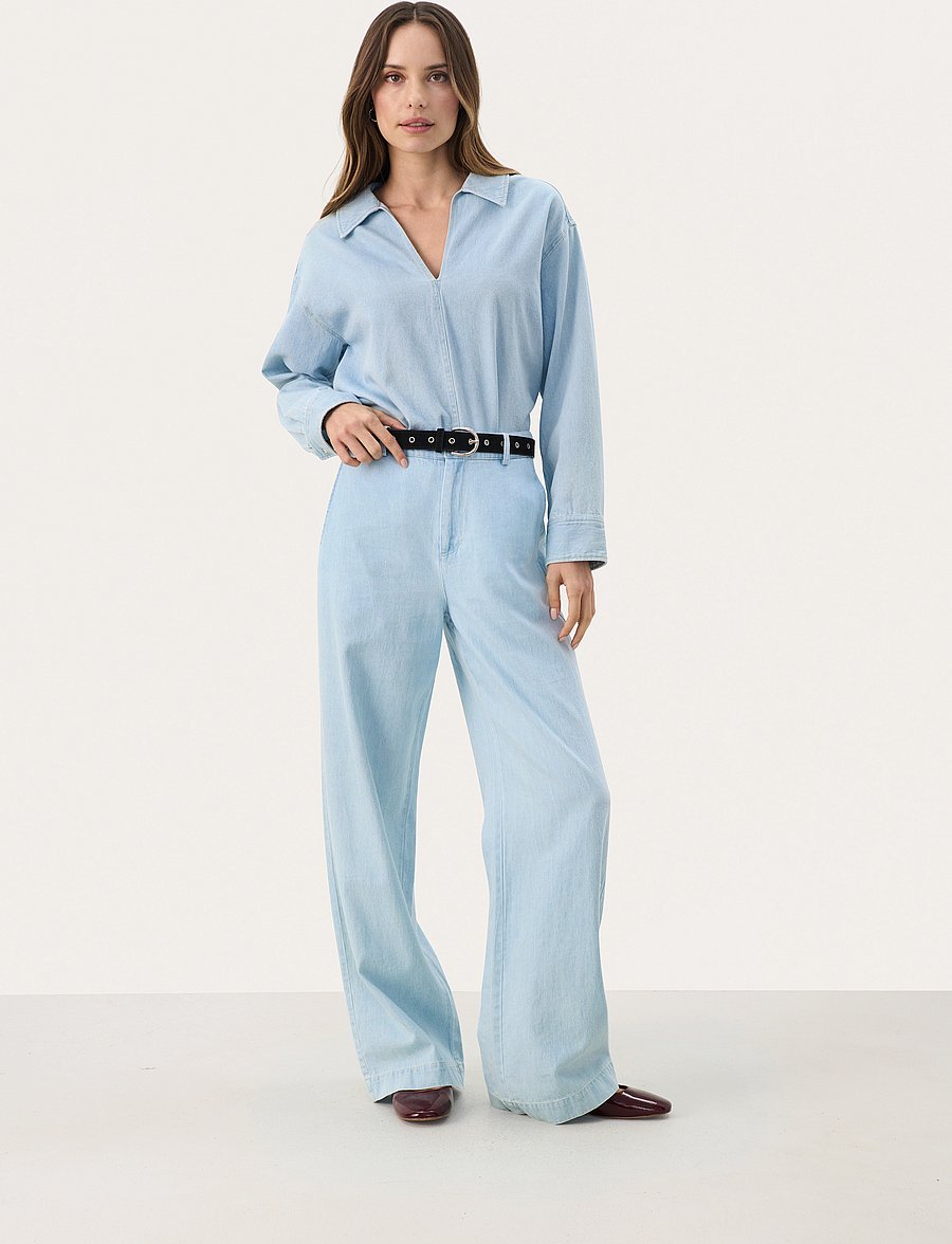 Part Two - CoraliePW PA - hosen mit weitem bein - whiteish blue denim - 4