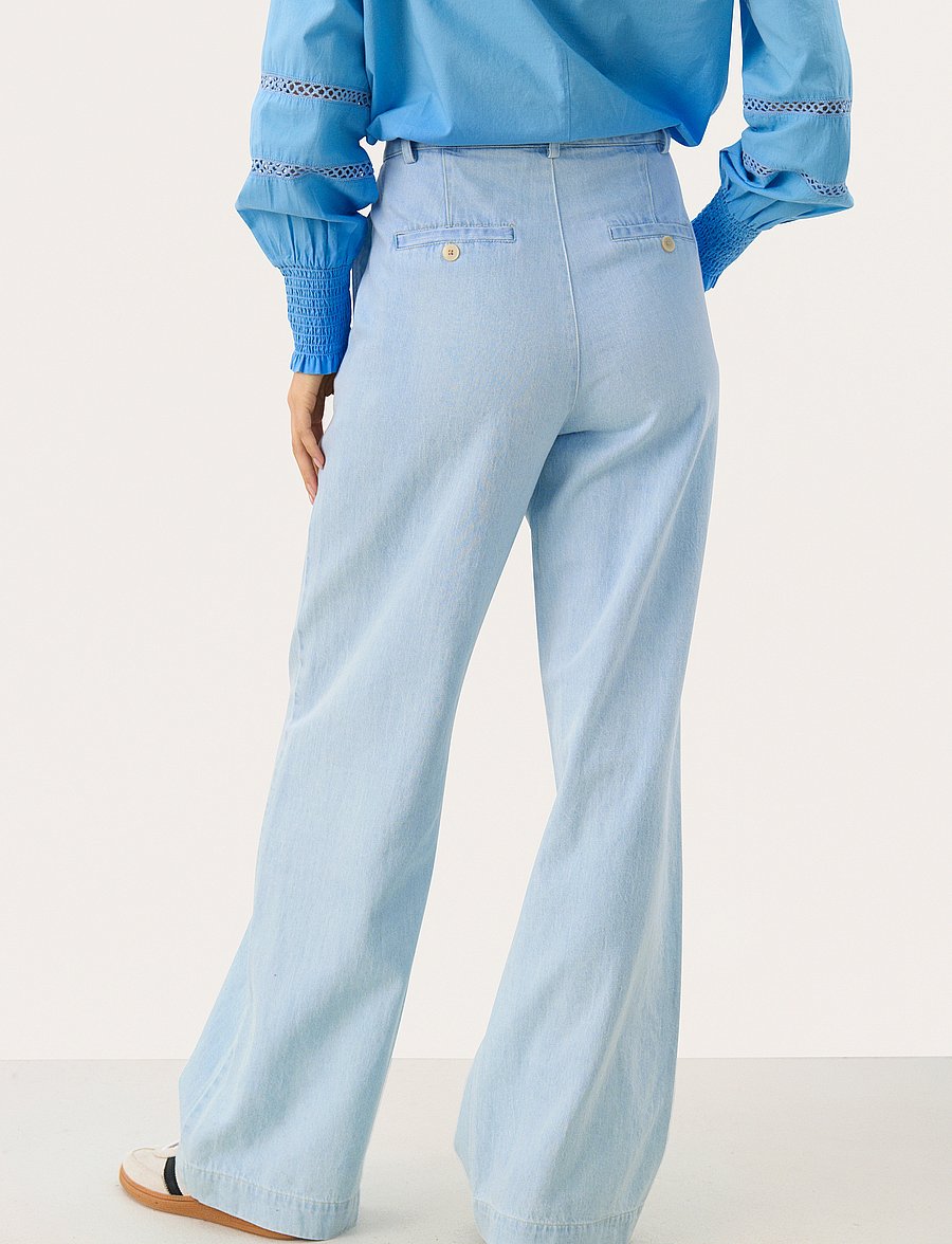 Part Two - CoraliePW PA - hosen mit weitem bein - whiteish blue denim - 5