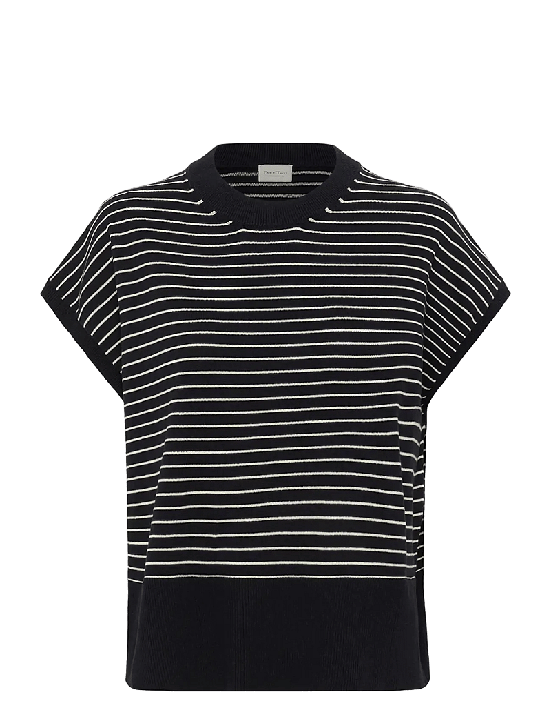Part Two - NatayaPW PU - short-sleeved blouses - dark navy stripe - 1