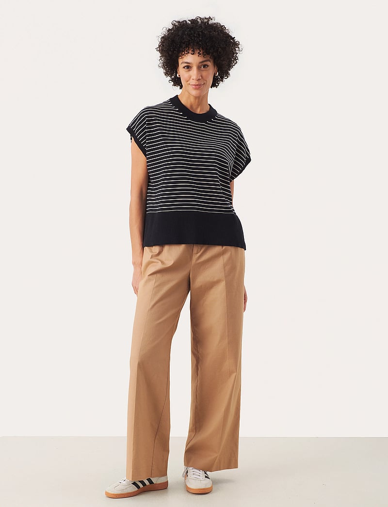 Part Two - NatayaPW PU - short-sleeved blouses - dark navy stripe - 3