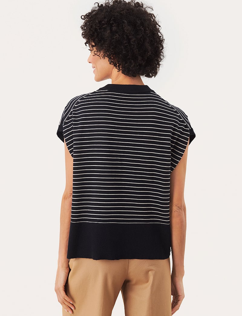 Part Two - NatayaPW PU - short-sleeved blouses - dark navy stripe - 4