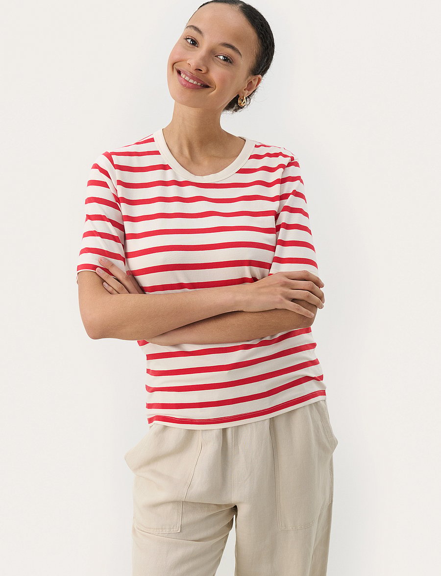 Part Two - RataniPW TS - t-shirts - bittersweet and white stripe - 0