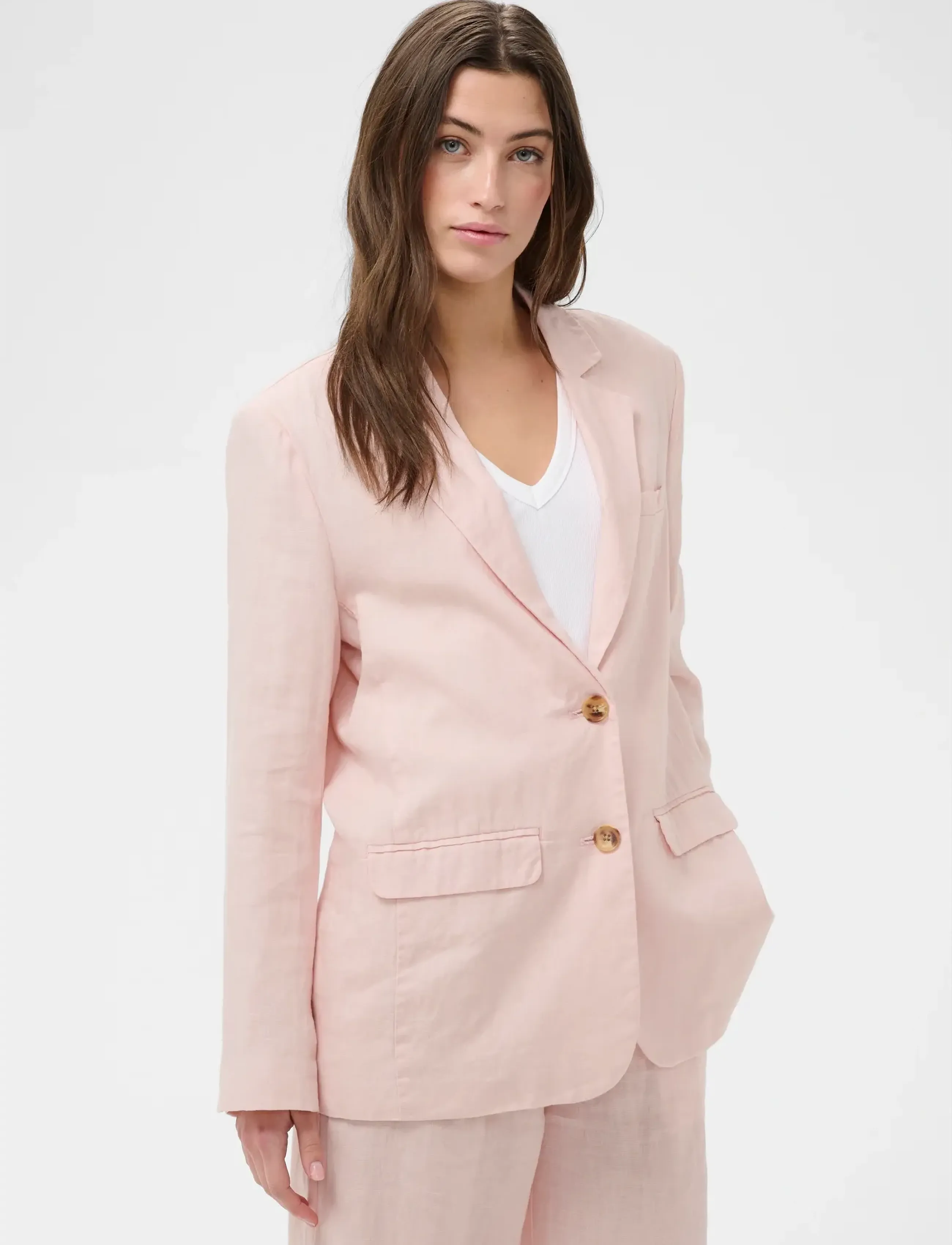 Part Two Nyanpw Bz, Kvinder, Hør Blazer, Pink, Str: 40