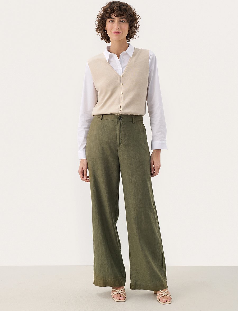 Part Two - NinnesPW Pants - hørbukser - kalamata - 3