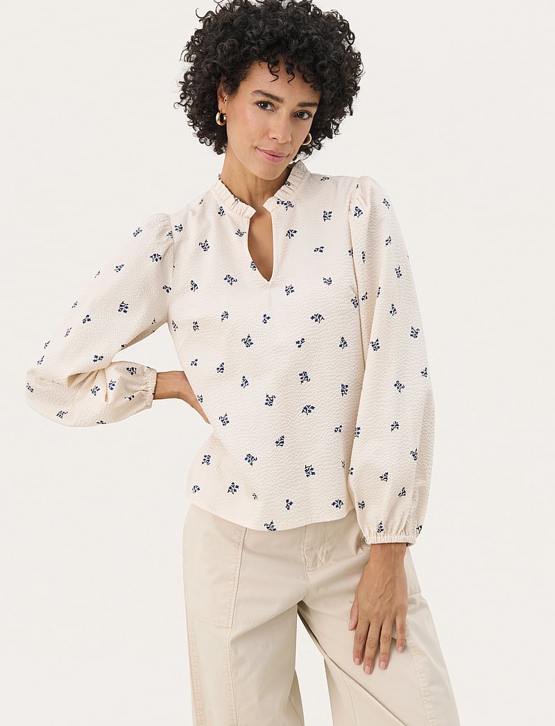 Part Two - EimyPW BL - långärmade blusar - blue bouquet print - 0