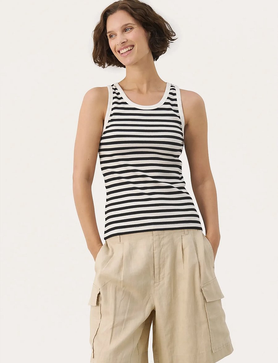 Part Two - GreciasPW TO - ermeløse topper - black stripe - 0