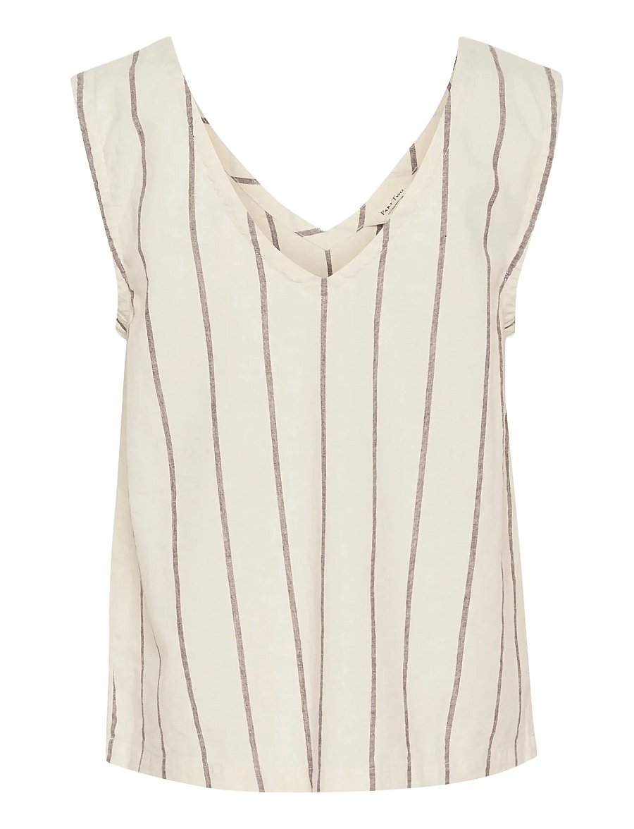 Part Two - RemiPW TO - Ärmellose tops - eggnog and brown stripe - 1