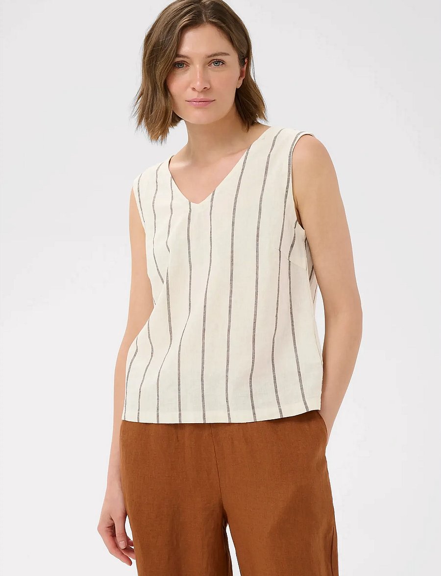 Part Two - RemiPW TO - Ärmellose tops - eggnog and brown stripe - 0