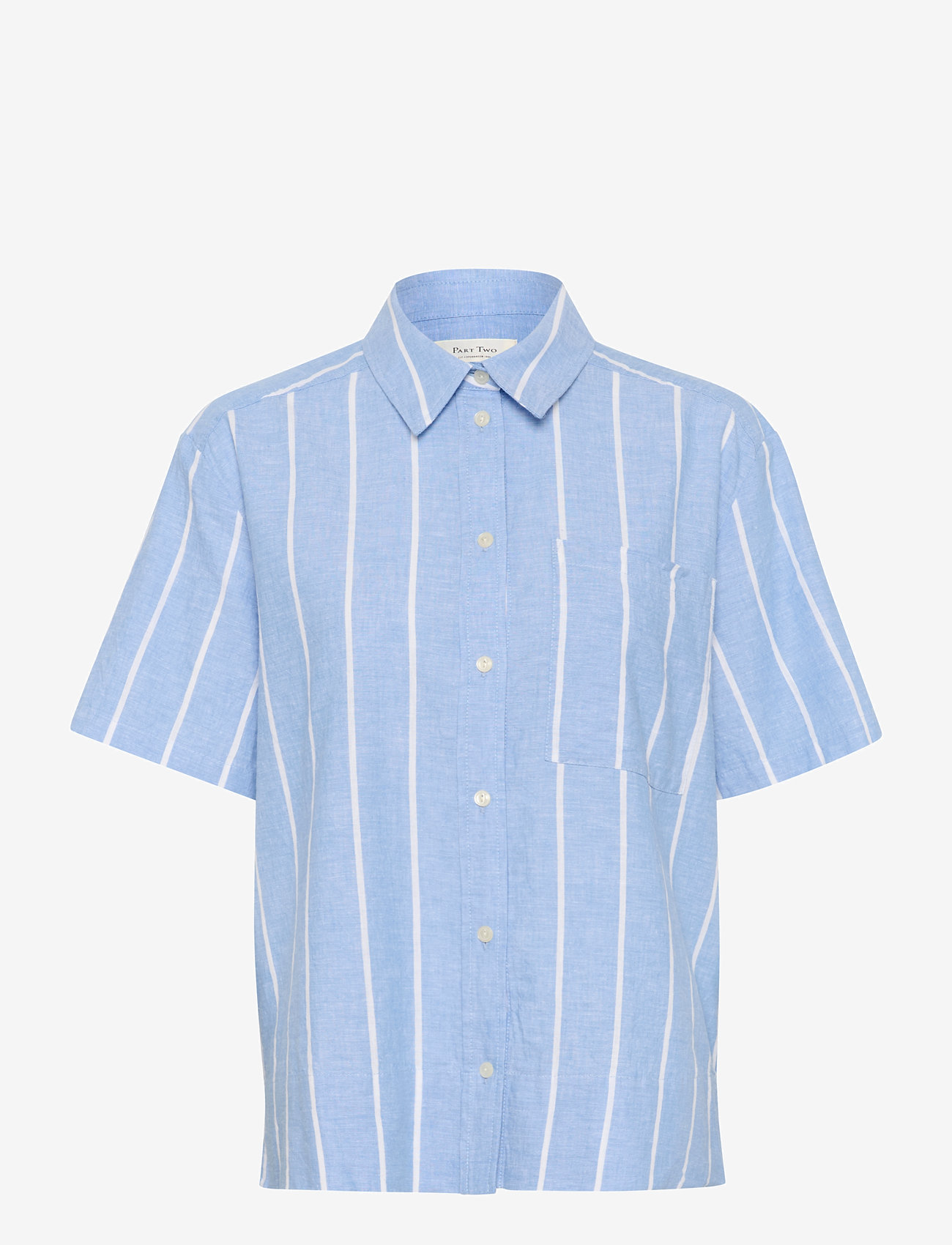 Part Two - ReneePW SH - leinenhemden - marina blue and white stripe - 0