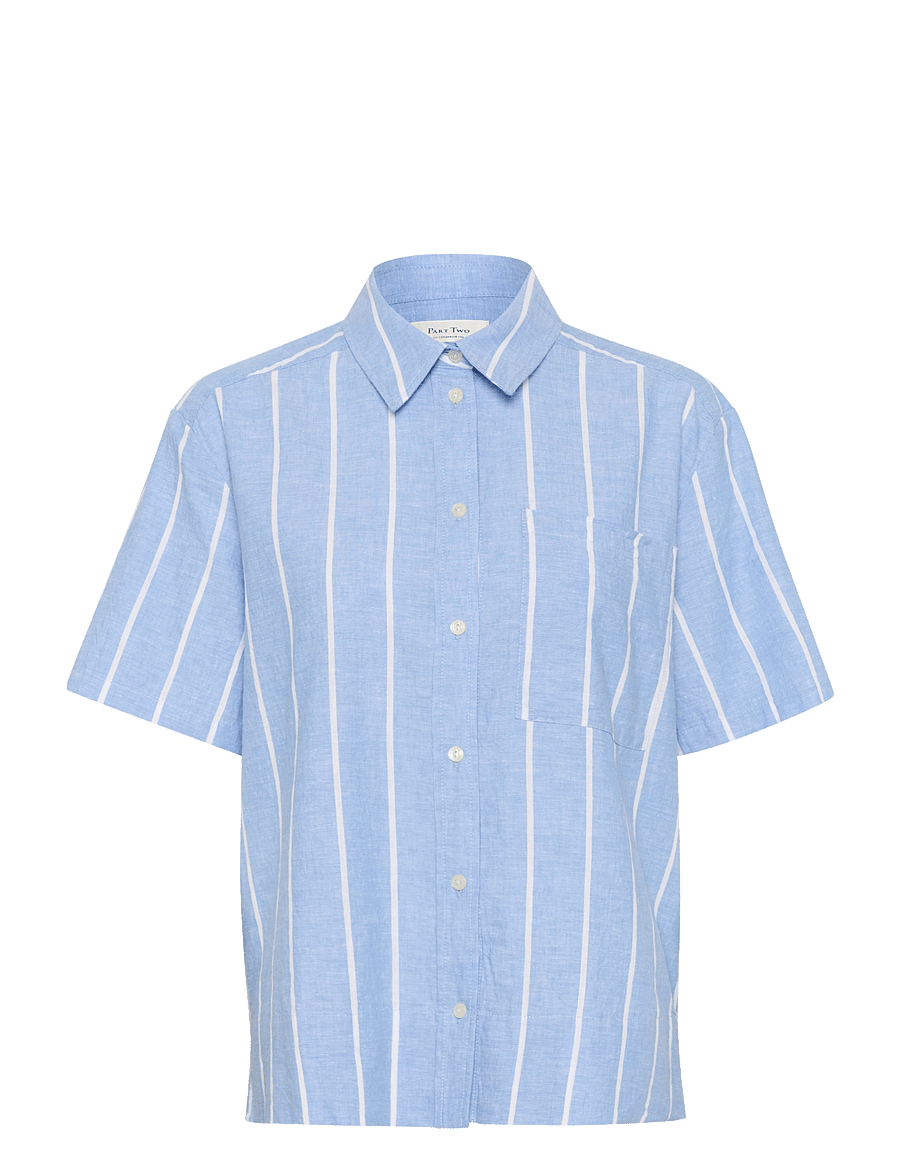 Part Two - ReneePW SH - leinenhemden - marina blue and white stripe - 1