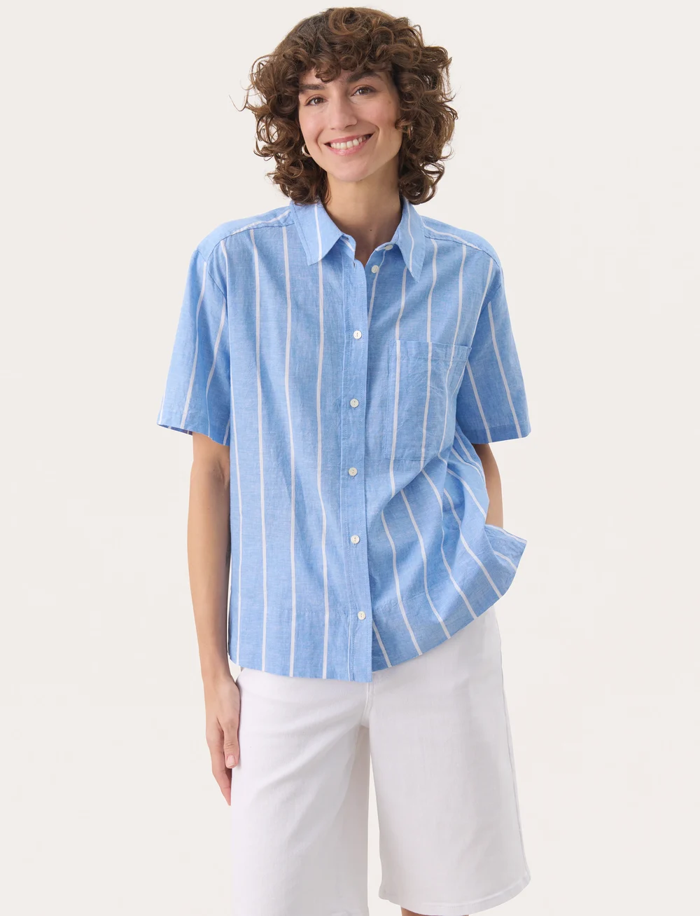 Part Two - ReneePW SH - hørskjorter - marina blue and white stripe - 0