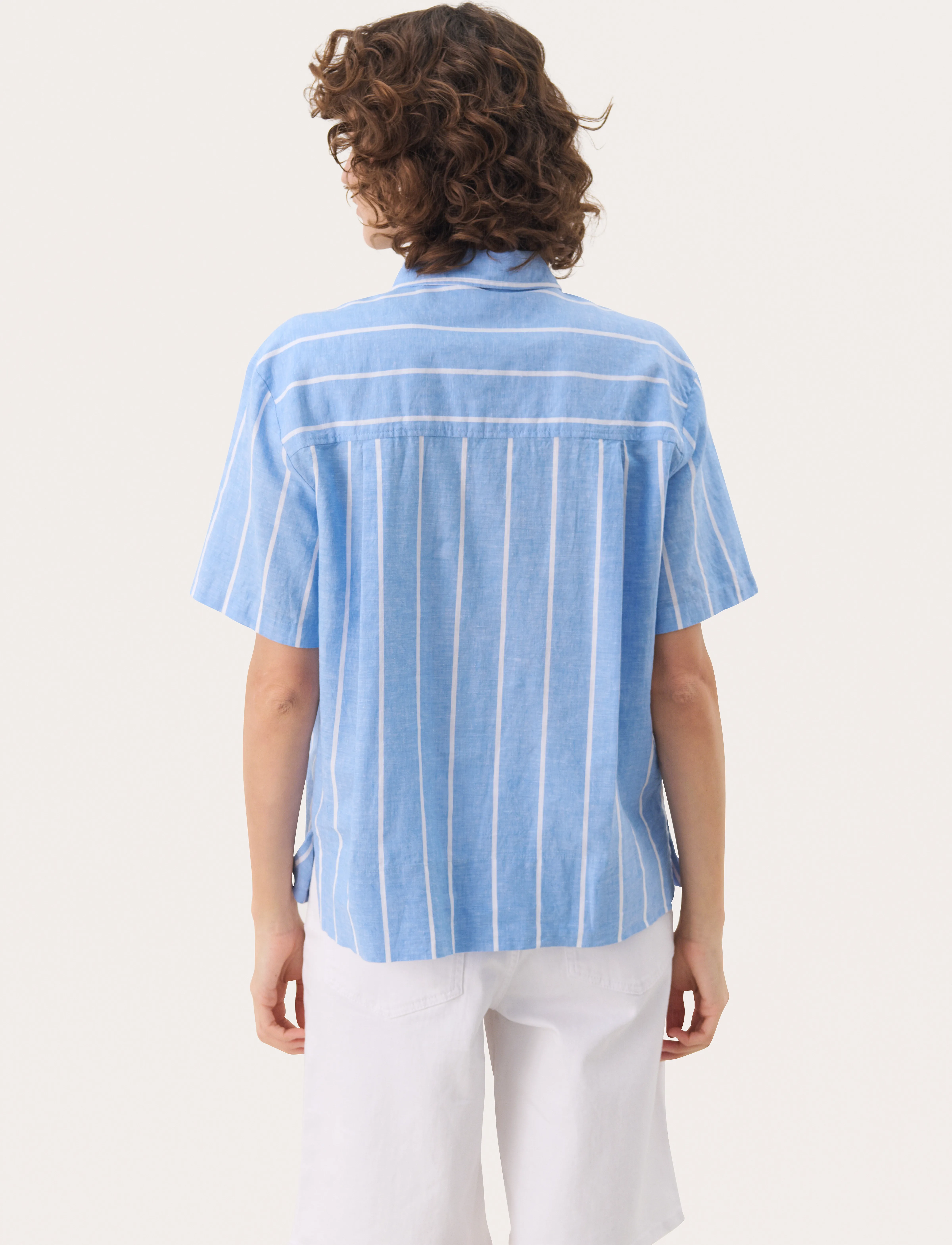 Part Two - ReneePW SH - linen shirts - marina blue and white stripe - 5