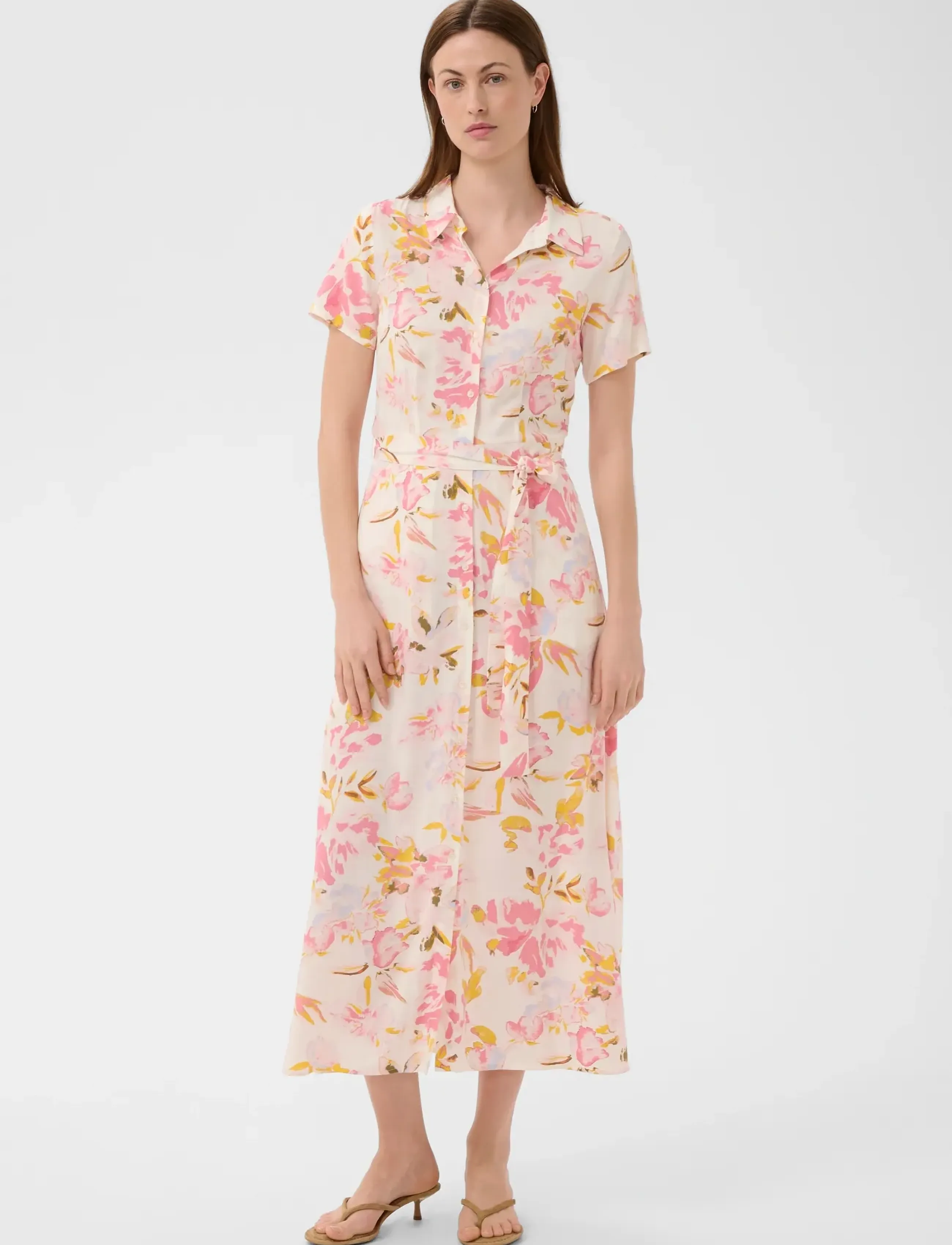 Part Two RoselilPW Dress - Midi Dresses - PEACH BLOSSOM WATERCOLOR PRINT / pink/rose