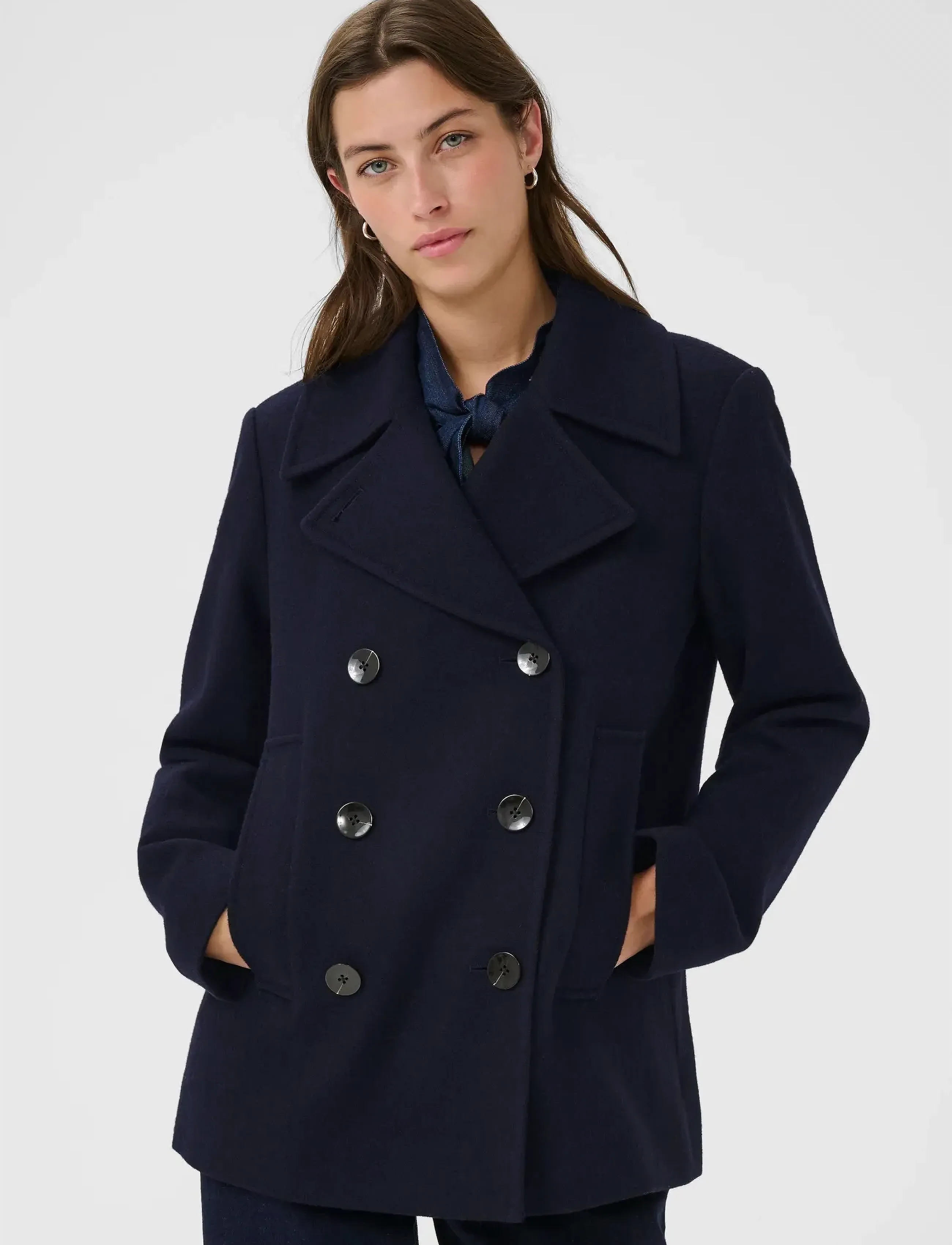 Part Two Satinapw Otw, Kvinder, Pea Coat, Navy, Str: 34