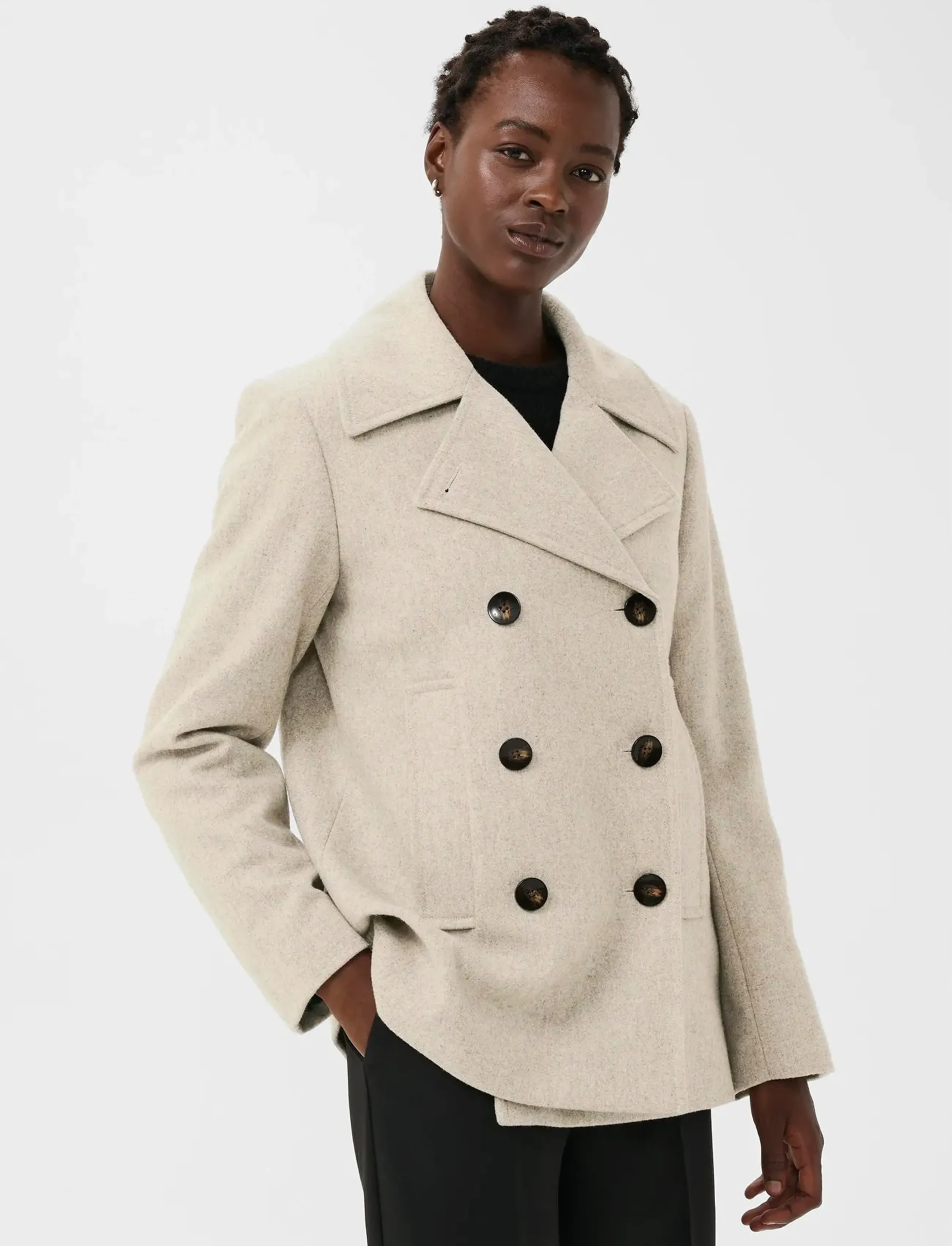 Part Two Satinapw Otw, Kvinder, Pea Coat, Cream, Str: 44