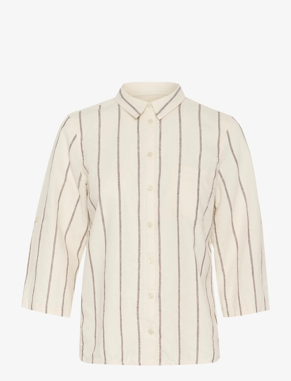 Part Two - CindiePW SH - linen shirts - eggnog and brown stripe - 1