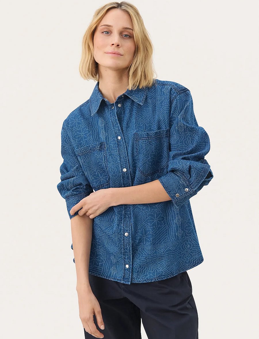 Part Two - TeresaPW SH - jeanshemden - denim dot print - 0