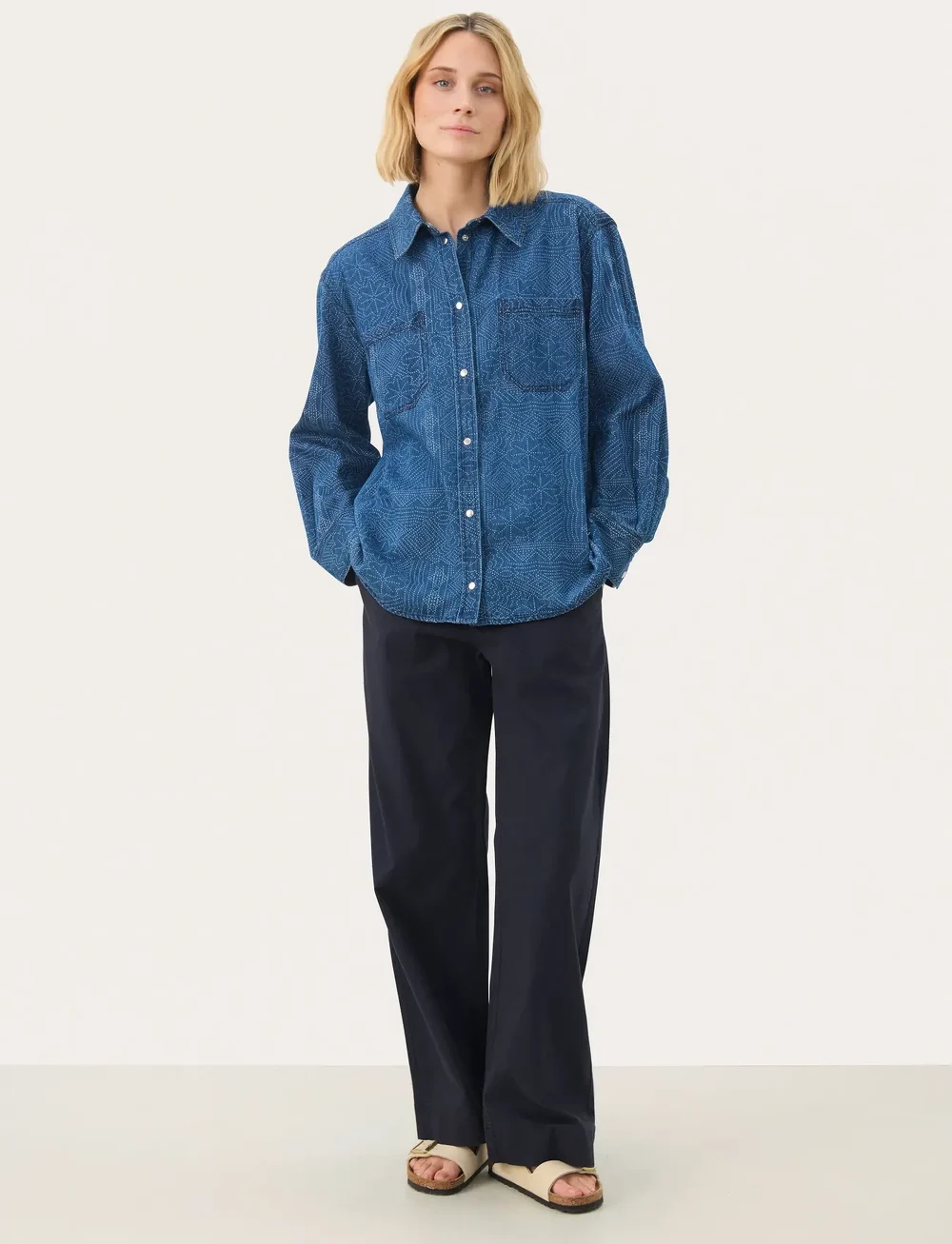 Part Two - TeresaPW SH - jeansskjortor - denim dot print - 3