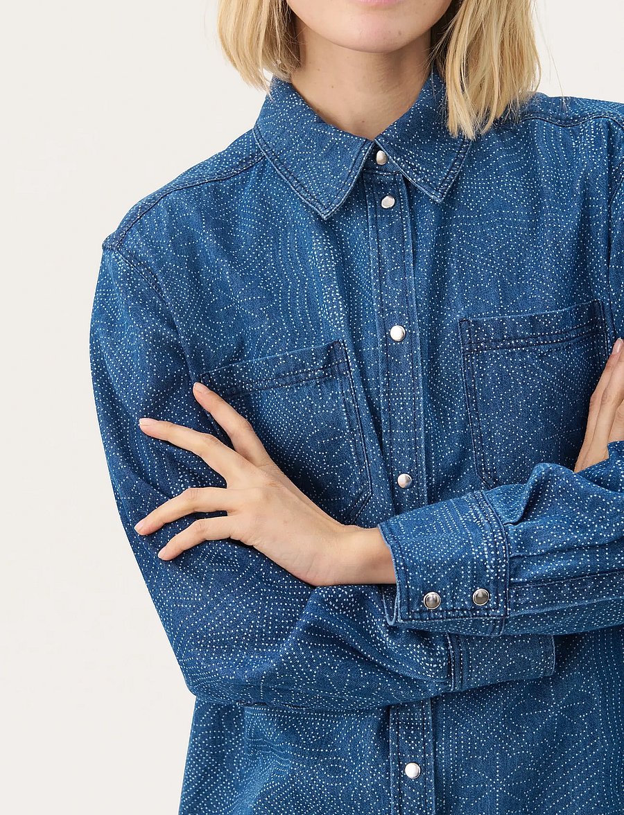 Part Two - TeresaPW SH - jeanshemden - denim dot print - 5