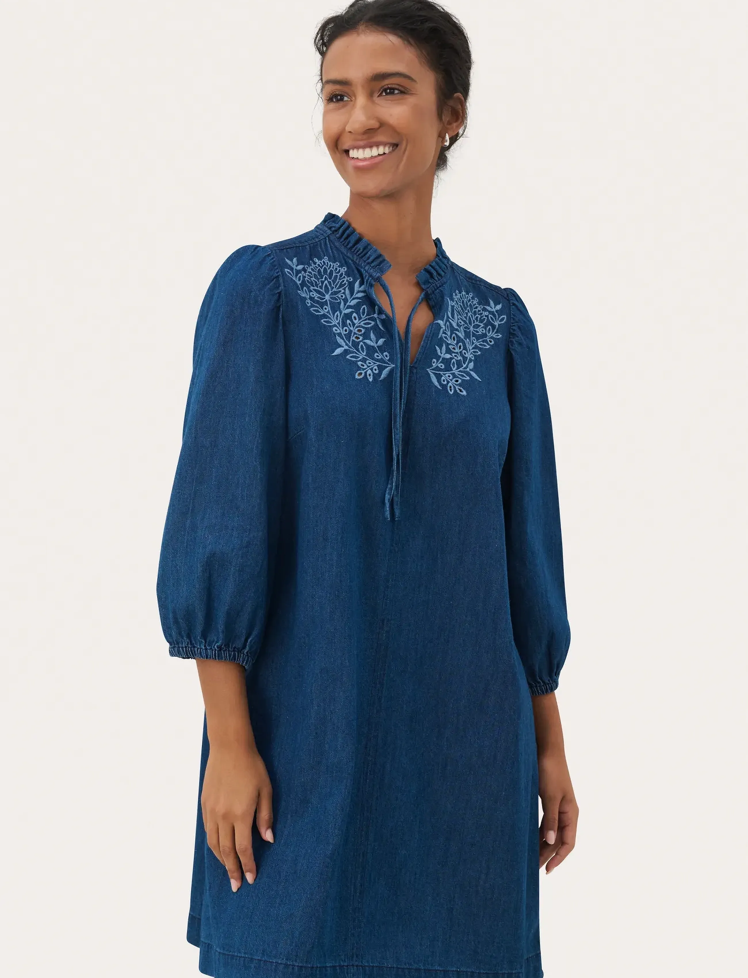 Part Two TashaPW DR - Klänningar - MEDIUM BLUE DENIM EMBROIDERY / blue