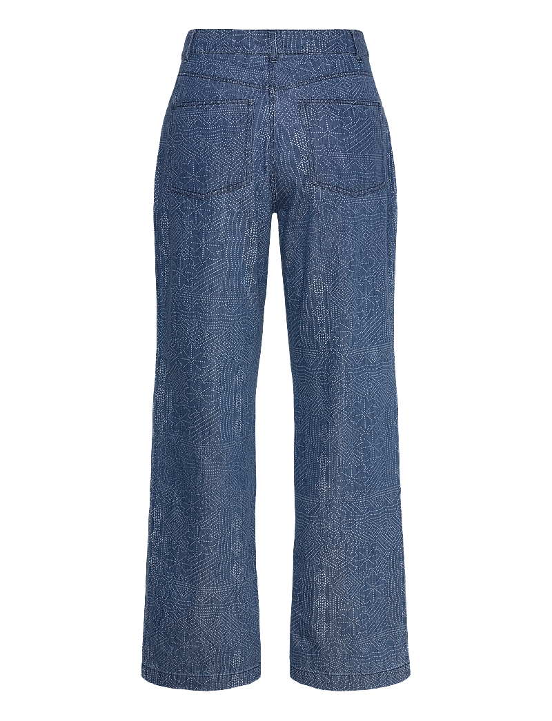 Part Two - TharaPW PA - wide leg trousers - denim dot print - 1