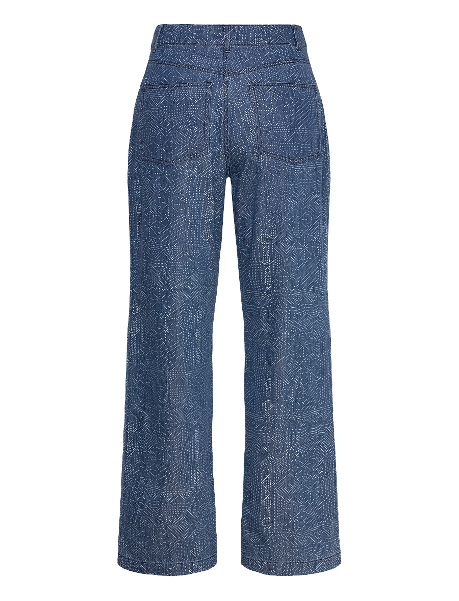 Part Two - TharaPW PA - hosen mit weitem bein - denim dot print - 1