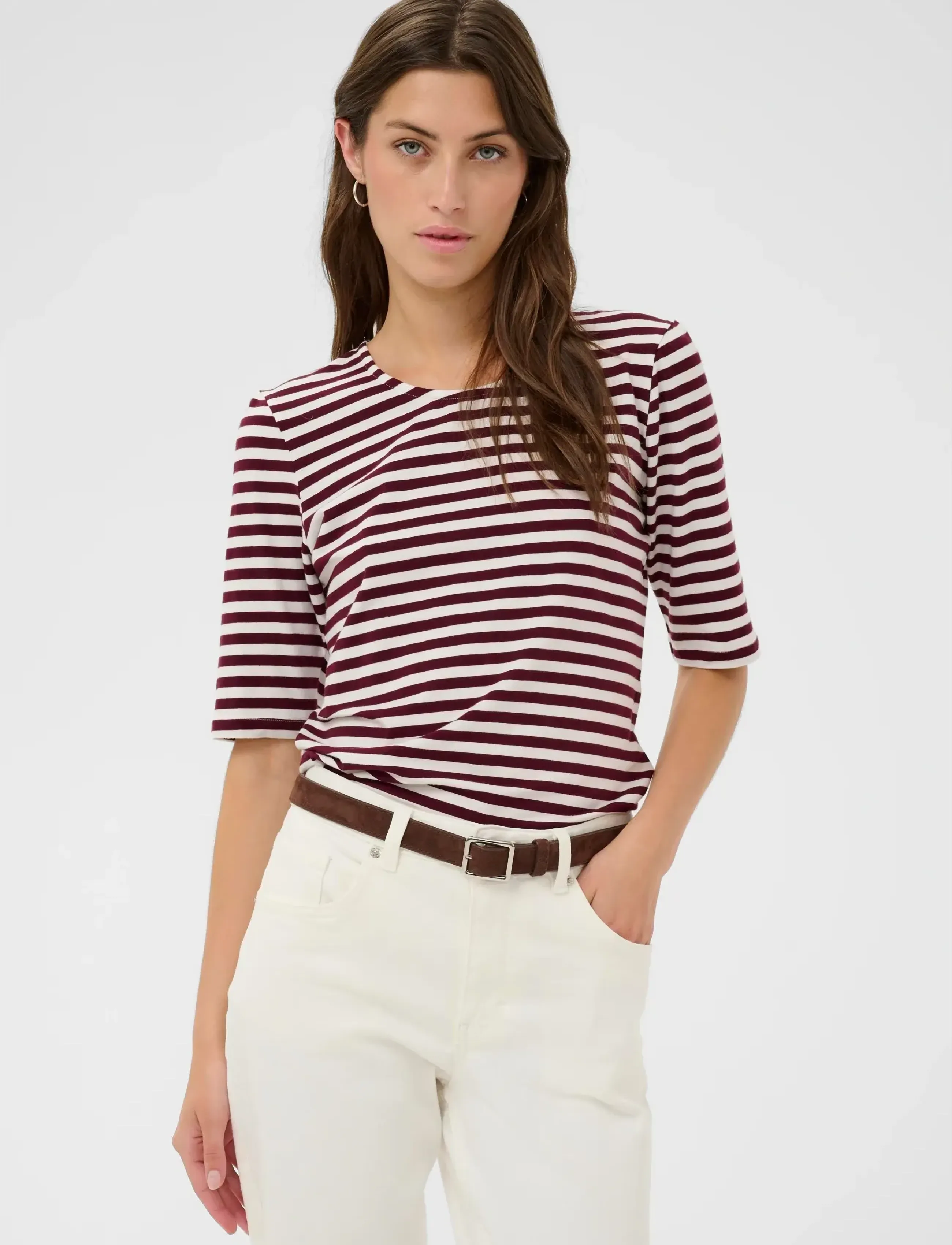 Part Two NemiPW TS - T-shirts & Tops - FIG STRIPE / burgundy