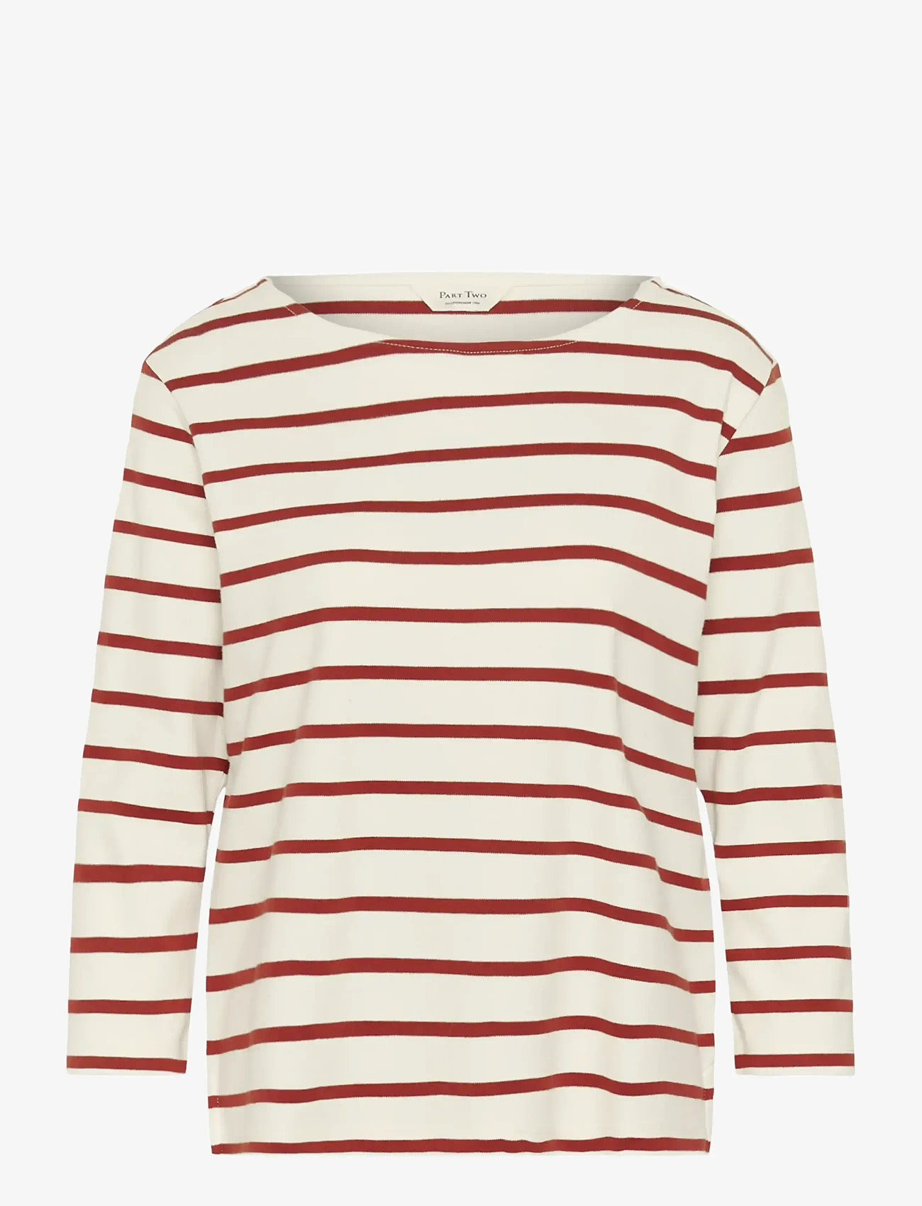 Part Two - NelaPW TS - langærmede toppe - eggnog/roasted russet stripe - 1