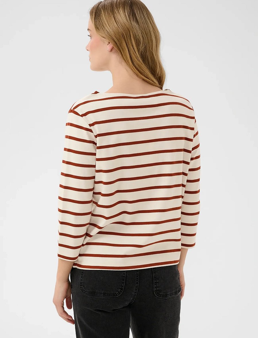 Part Two - NelaPW Tshirt - langærmede toppe - eggnog/roasted russet stripe - 4