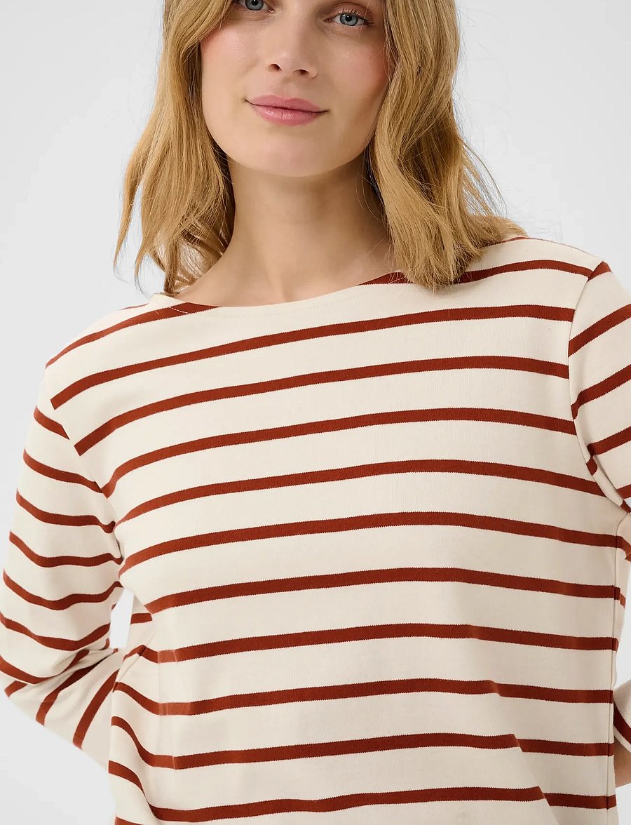 Part Two - NelaPW Tshirt - langærmede toppe - eggnog/roasted russet stripe - 5