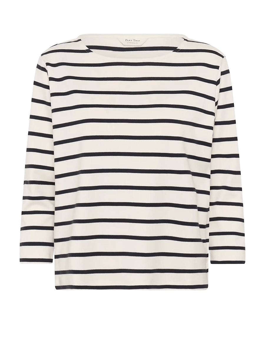 Part Two - NelaPW Tshirt - långärmade toppar - dark navy stripe - 1