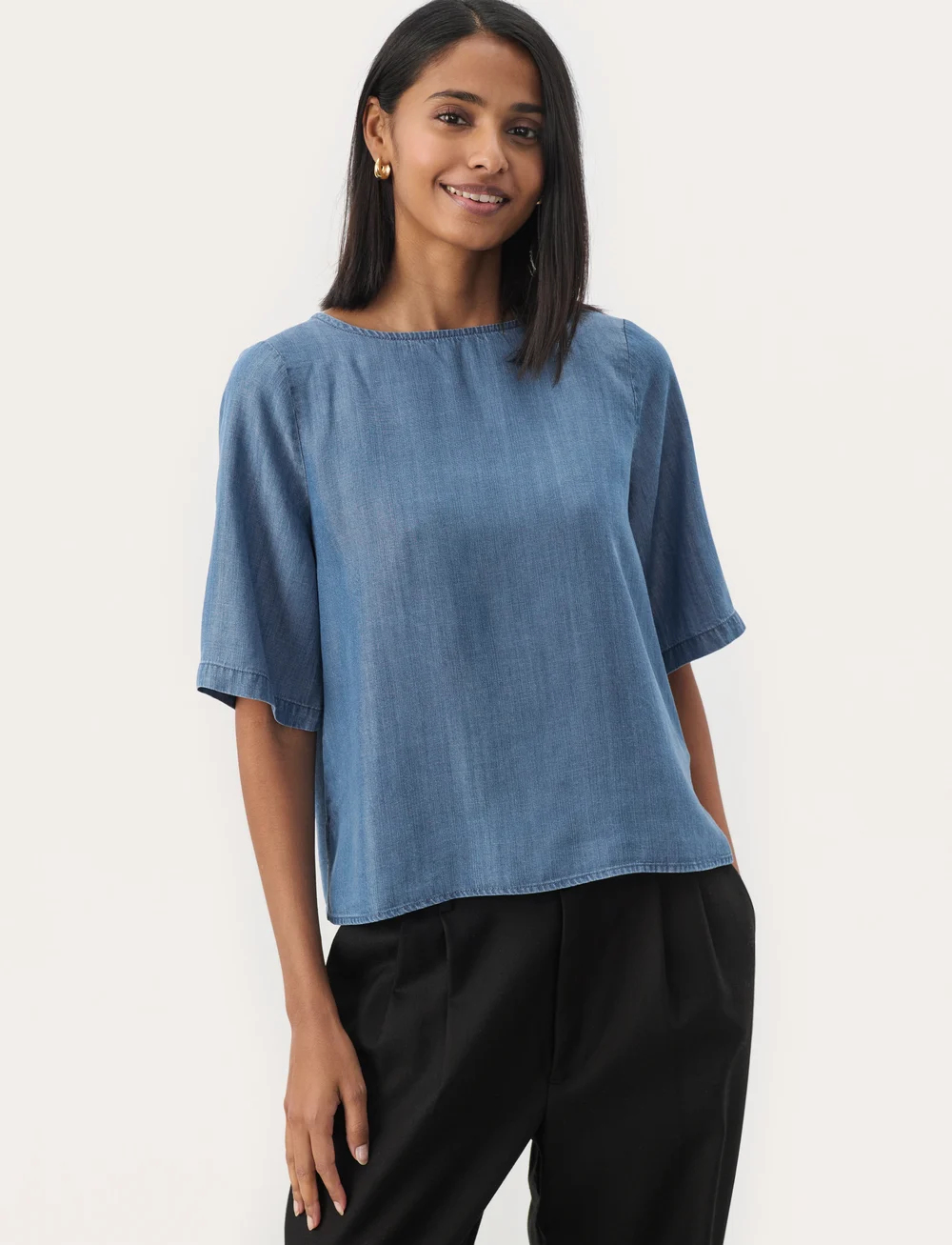 Part Two - MiekePW BL - kortärmade blusar - medium blue denim - 0