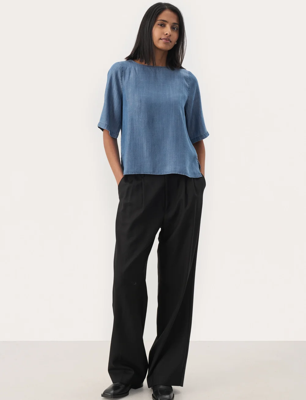 Part Two - MiekePW BL - kortärmade blusar - medium blue denim - 3