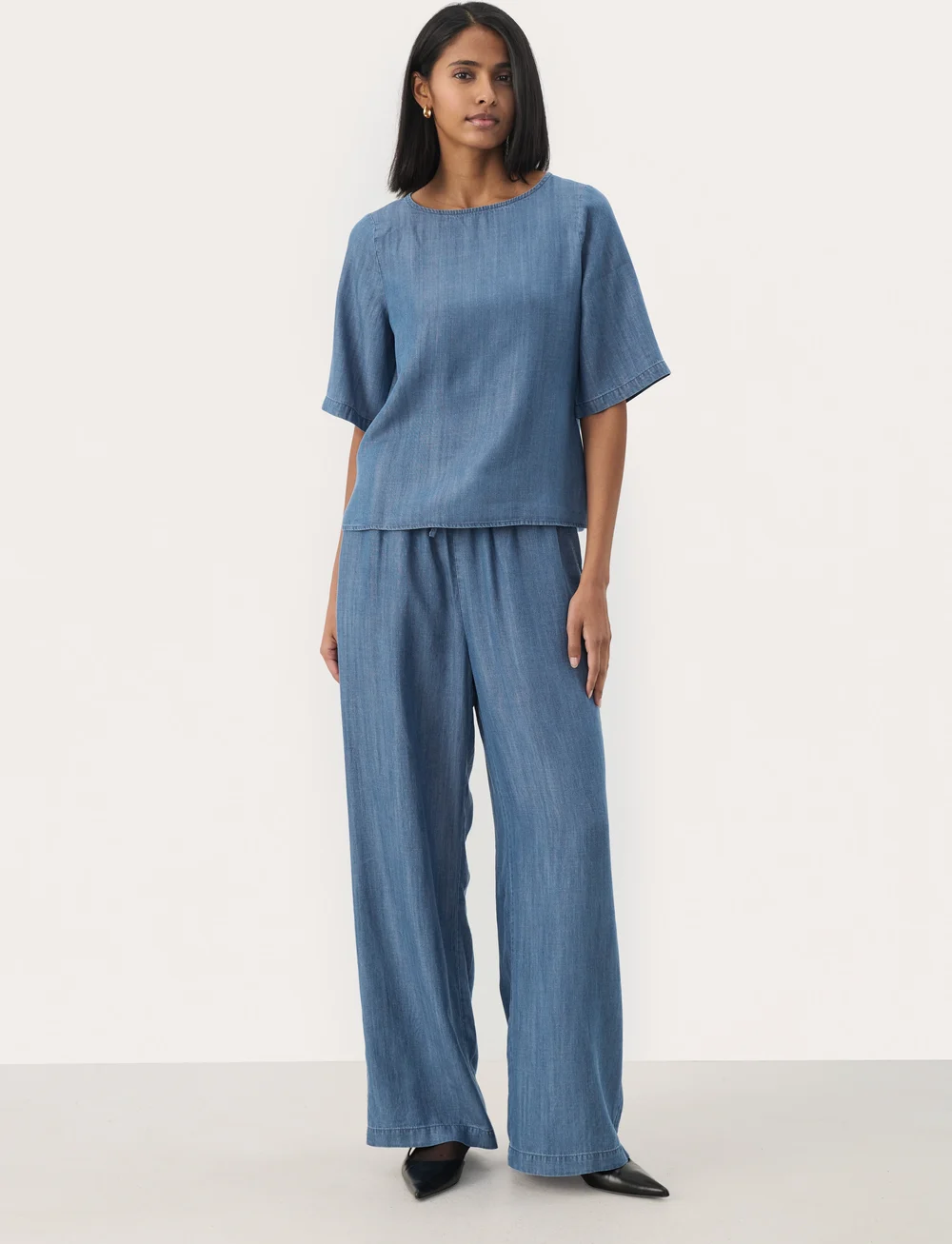 Part Two - MiekePW BL - kortärmade blusar - medium blue denim - 4