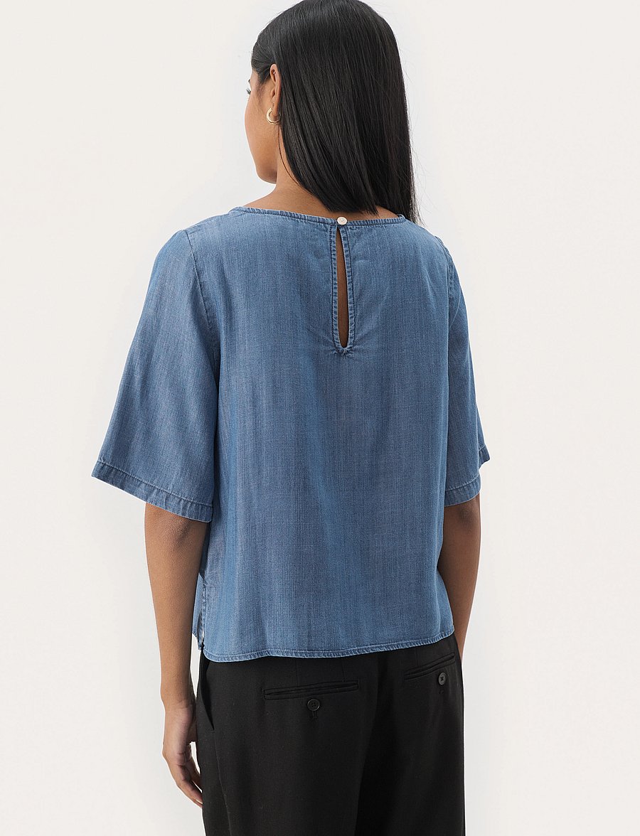 Part Two - MiekePW BL - lühikeste varrukatega pluusid - medium blue denim - 5