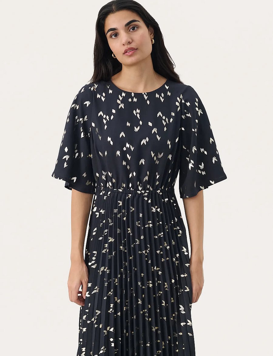 Part Two - SarafinaPW DR - midikleider - navy foil print - 0