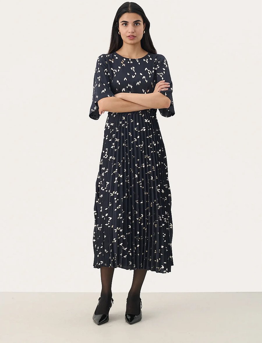 Part Two - SarafinaPW DR - midikleider - navy foil print - 3