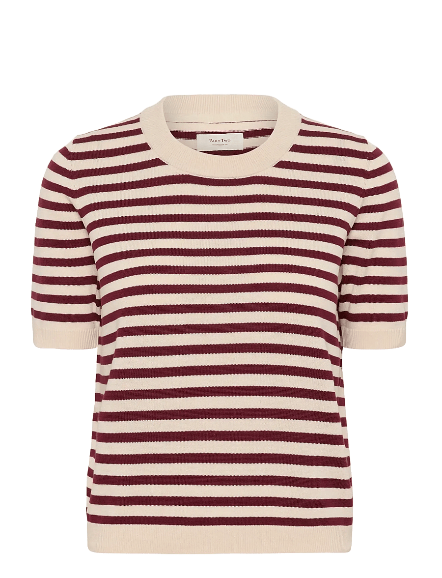Part Two - GertianaPW PU - stickade tröjor - tawny port stripe - 1