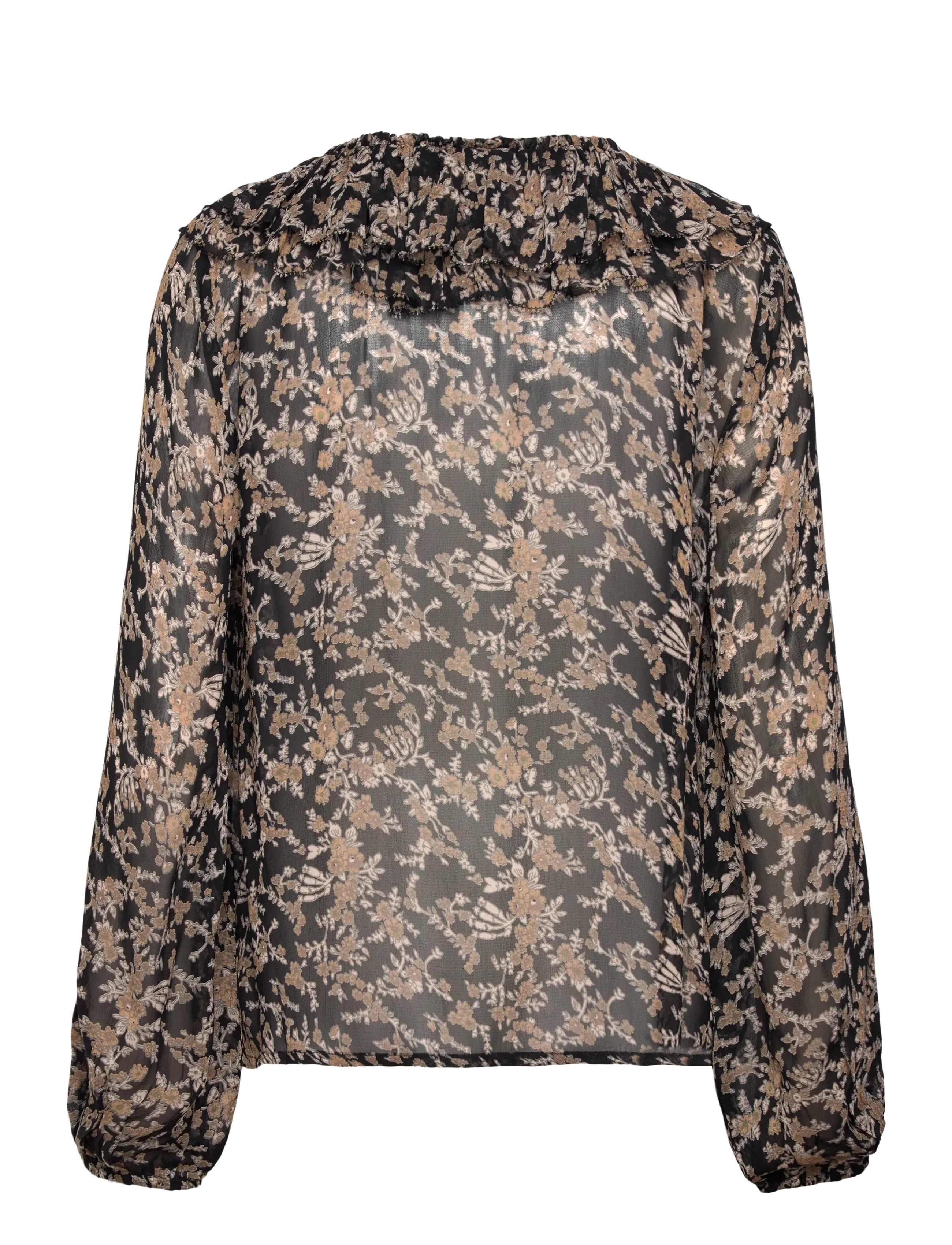 Part Two - SanazPW BL - long-sleeved blouses - black flower bouquet print - 1
